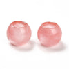 BD395 - 10 pcs Pink Smooth Gemstone Natural Stone Round Spacer Beads - Cherry Quartz - 12mm - Large Hole: 5.5mm - Fits European Cords and Paracord!