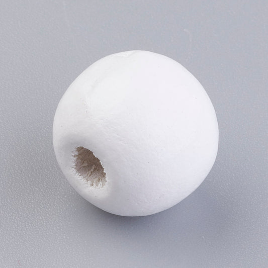 BD413 - 100 pcs White Wooden Wood Round Spacer Beads – 14mm - Hole: 3.5mm