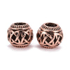BD428 - 10 pcs Antique Copper Filigree Metal Rondelle Ball Spacer Beads - 10.5mm - Large Hole: 5mm - Fits European Cords and Paracord!