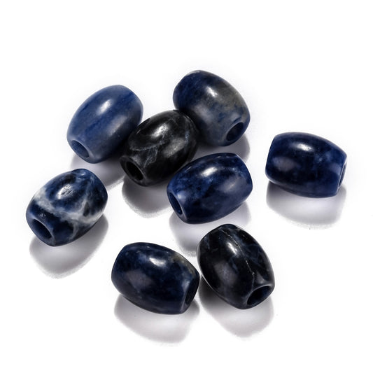 BD434 - 10 pcs Mix of Smooth Gemstone Natural Stone Barrel Spacer Beads - 16mm x 12mm - Large Hole: 4.5mm - Fits European Cords and Paracord!