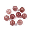 BD441 - 10 pcs Pink Strawberry Quartz - Natural Gemstone - 10mm - Large Hole: 5mm - Fits European Cords and Paracord!