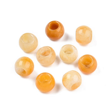 BD447 - 10 pcs Yellow Topaz Jade - Natural Gemstone - 10mm - Large Hole: 5mm - Fits European Cords and Paracord!