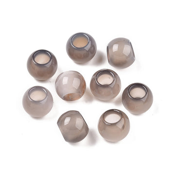 BD448 - 10 pcs Gray Agate - Natural Gemstone - 10mm - Large Hole: 5mm - Fits European Cords and Paracord!