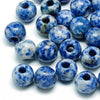 BD449 - 10 pcs Blue Spot Jasper Agate - Natural Gemstone - 12mm - Large Hole: 5mm - Fits European Cords and Paracord!