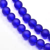 BD450 - 4mm Cobalt Blue Frosted Glass Round Beads - 31.4" strand (80cm) - Approx 200 beads per strand - Hole Size: 1.1mm