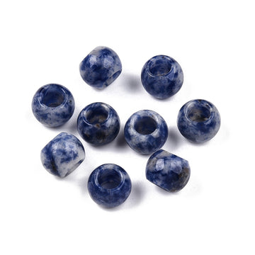 BD462 - 10 pcs Blue Spot Jasper Agate - Natural Gemstone - 10mm - Large Hole: 5mm - Fits European Cords and Paracord!