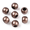 BD467 - 100 pcs Ash Brown Matte Acrylic Smooth Ball Spacer Beads - 10mm - Large Hole: 4.8mm - Fits European Cords and Paracord!