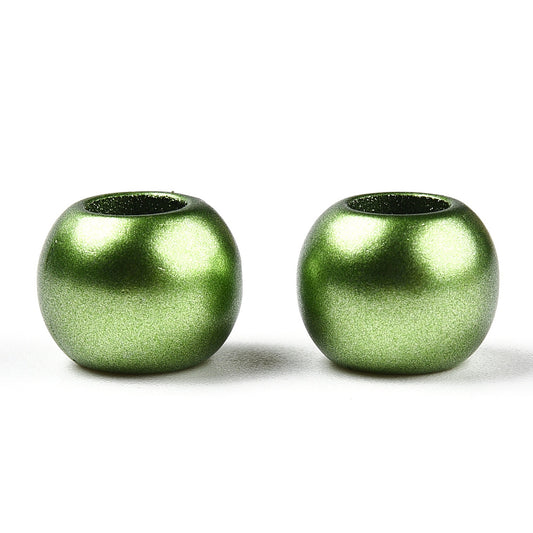 BD510 - 100 pcs Green Matte Acrylic Smooth Ball Spacer Beads - 10mm - Large Hole: 4.7mm - Fits European Cords and Paracord!