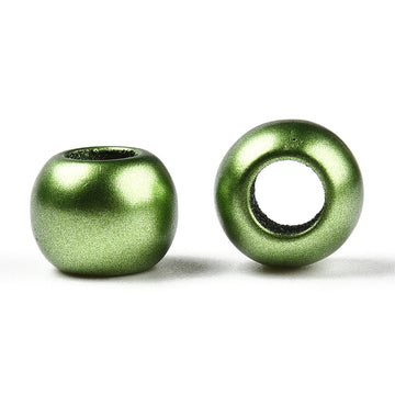BD510 - 100 pcs Green Matte Acrylic Smooth Ball Spacer Beads - 10mm - Large Hole: 4.7mm - Fits European Cords and Paracord!