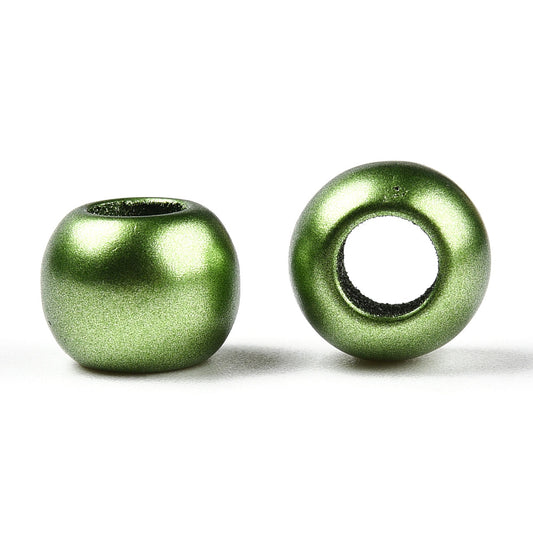 BD510 - 100 pcs Green Matte Acrylic Smooth Ball Spacer Beads - 10mm - Large Hole: 4.7mm - Fits European Cords and Paracord!
