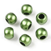BD510 - 100 pcs Green Matte Acrylic Smooth Ball Spacer Beads - 10mm - Large Hole: 4.7mm - Fits European Cords and Paracord!