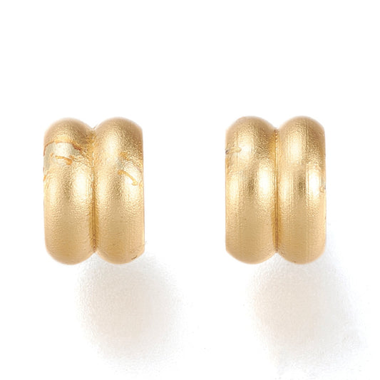 BD525 - 100 pcs 18K Gold Plated Smooth Column METAL Spacer Beads - MATTE - 6mm x 4mm - Large Hole: 4.5mm - Fits Paracord and European Cords!