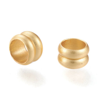 BD525 - 100 pcs 18K Gold Plated Smooth Column METAL Spacer Beads - MATTE - 6mm x 4mm - Large Hole: 4.5mm - Fits Paracord and European Cords!