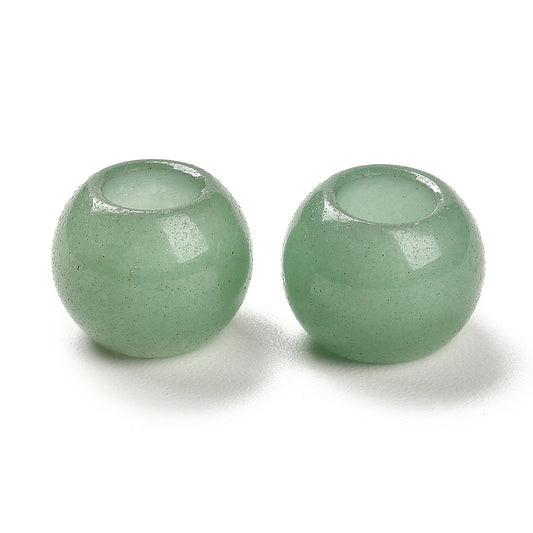 BD545 - 10 pcs Green Smooth Gemstone Natural Stone Round Spacer Beads - Aventurine - 12mm - Large Hole: 5.5mm - Fits European Cords and Paracord!