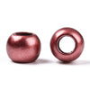 BD618 - 100 pcs Red Matte Acrylic Smooth Ball Spacer Beads - 10mm - Large Hole: 4.7mm - Fits European Cords and Paracord!