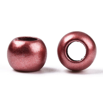 BD618 - 100 pcs Red Matte Acrylic Smooth Ball Spacer Beads - 10mm - Large Hole: 4.7mm - Fits European Cords and Paracord!