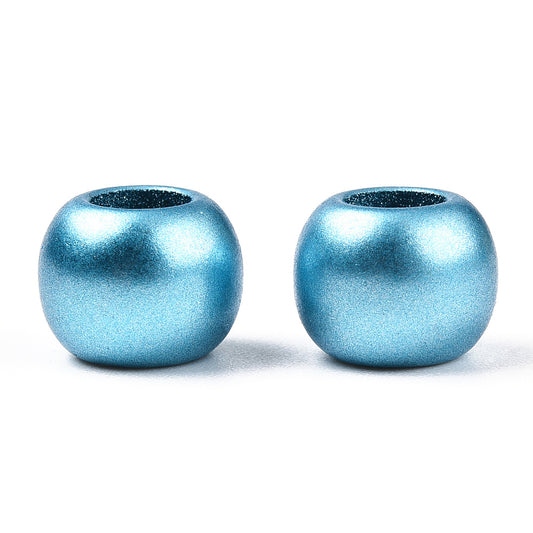 BD710 - 100 pcs Sky Blue Matte Acrylic Smooth Ball Spacer Beads - 10mm - Large Hole: 4.7mm - Fits European Cords and Paracord!