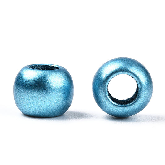 BD710 - 100 pcs Sky Blue Matte Acrylic Smooth Ball Spacer Beads - 10mm - Large Hole: 4.7mm - Fits European Cords and Paracord!