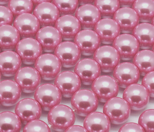 BD737 - 10mm Pastel Pink Glass Pearl Imitation Round Beads - 15 inch strand - Approx 42 beads per strand - Hole Size: 1.5mm (Copy)