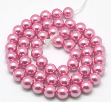 BD737 - 10mm Pastel Pink Glass Pearl Imitation Round Beads - 15 inch strand - Approx 42 beads per strand - Hole Size: 1.5mm (Copy)