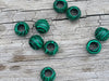 BD738 - 10 pcs Green Synthetic Malachite Rondelle Ball Spacer Beads - 10mm - Large Hole: 5mm - Fits European Cords and Paracord!