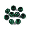 BD738 - 10 pcs Green Synthetic Malachite Rondelle Ball Spacer Beads - 10mm - Large Hole: 5mm - Fits European Cords and Paracord!