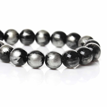 BD813 - 80 pcs Black and Silver Pearl Swirl Glass Round Loose Beads - 10mm - Hole Size: 1mm - 30.5" Strand