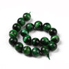 BD814 - 35 pcs Black and Green Tiger Eye Swirl Round Loose Beads - 10mm - Hole Size: 1mm - 15" Strand