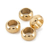 BD857 - 10 pcs 201 Stainless Steel Frosted Spacer Beads- 8mm x 4mm - Hole: 5mm - Ion Plated Gold - Tarnish Resistant! Fits Paracord and European Cords!