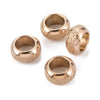 BD858 - 10 pcs 201 Stainless Steel Frosted Spacer Beads- 8mm x 4mm - Hole: 5mm - Ion Plated Rose Gold - Tarnish Resistant! Fits Paracord and European Cords!