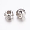 BD861 - 50 pcs Silver Tone Plastic Flower Ball Spacer Beads - 10mm - Large Hole: 4.5mm - Fits European Cords and Paracord!