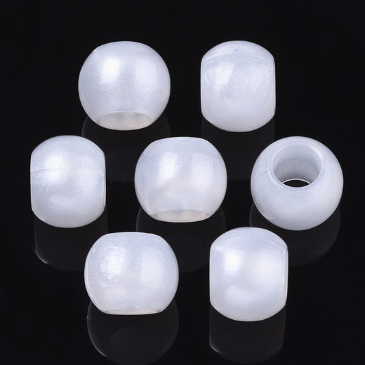 BD864 - 100 pcs White Smooth Acrylic Ball Spacer Beads - 12mm - Large Hole: 6mm - Fits European Cords and Paracord!
