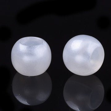 BD864 - 100 pcs White Smooth Acrylic Ball Spacer Beads - 12mm - Large Hole: 6mm - Fits European Cords and Paracord!