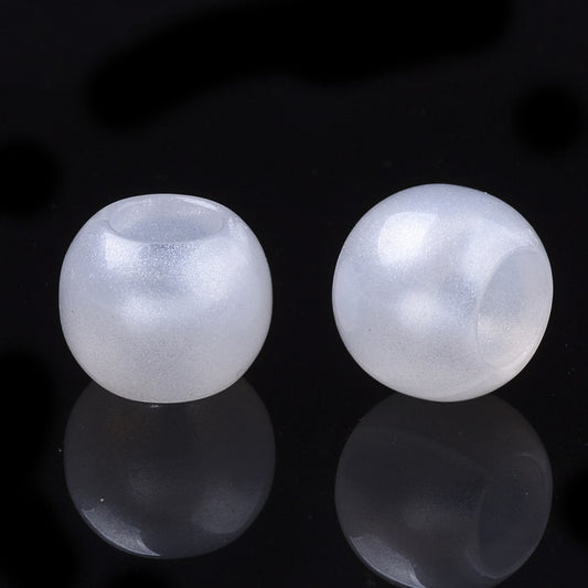 BD864 - 100 pcs White Smooth Acrylic Ball Spacer Beads - 12mm - Large Hole: 6mm - Fits European Cords and Paracord!