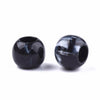 BD891 - 75 pcs Black Smooth Gemstone Style Acrylic Ball Spacer Beads - 12mm - Large Hole: 5.5mm - Fits European Cords and Paracord!
