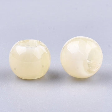 BD868 - 75 pcs Cream Smooth Gemstone Style Acrylic Ball Spacer Beads - 12mm - Large Hole: 5.5mm - Fits European Cords and Paracord!