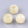 BD868 - 75 pcs Cream Smooth Gemstone Style Acrylic Ball Spacer Beads - 12mm - Large Hole: 5.5mm - Fits European Cords and Paracord!