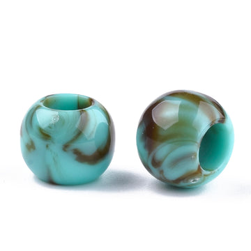 BD869 - 75 pcs Turquoise Smooth Gemstone Style Acrylic Ball Spacer Beads - 12mm - Large Hole: 5.5mm - Fits European Cords and Paracord!