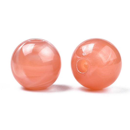 BD872 - 10 pcs Coral Smooth Gemstone Style Acrylic Ball Spacer Beads - 20mm - Large Hole: 5mm - Fits European Cords and Paracord!