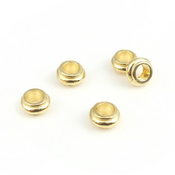 BD877 - 50 pcs Gold Plated Smooth Drum METAL Spacer Beads - 9mm x 5mm - Large Hole: 4.7mm - Fits Paracord and European Cords!
