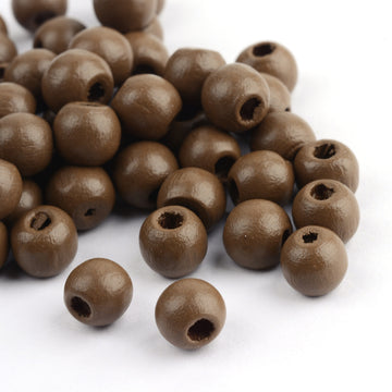 BD878 - 200 pcs Brown Light Coffee Wooden Wood Round Spacer Beads - 8mm (0.32") - Hole Size: 3mm - Matte