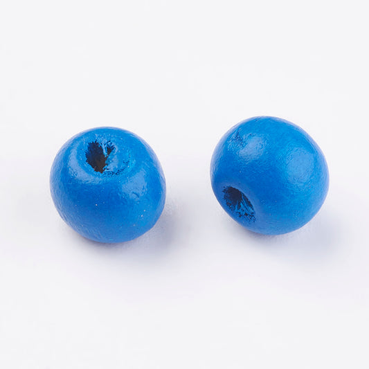 BD879 - 200 pcs Sky Blue Wooden Wood Round Spacer Beads - 8mm (0.32") - Hole Size: 2mm