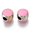 BD882 - 10 pcs Assortment of Rose Gold Acrylic Enamel Flat Round Spacer Beads -12mm - Large Hole: 4.5mm - Fits European Cords and Paracord