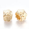 BD883 - 50 pcs Light Gold Plastic Cube Flower Spacer Beads - 8mm - Large Hole: 4.5mm - Fits European Cords and Paracord!