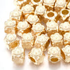 BD883 - 50 pcs Light Gold Plastic Cube Flower Spacer Beads - 8mm - Large Hole: 4.5mm - Fits European Cords and Paracord!