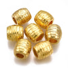 BD886- 50 pcs Gold Tone Plastic Carved Barrel Spacer Beads - 10mm - Large Hole: 4.5mm - Fits European Cords and Paracord!