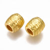 BD886- 50 pcs Gold Tone Plastic Carved Barrel Spacer Beads - 10mm - Large Hole: 4.5mm - Fits European Cords and Paracord!