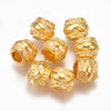 BD887- 100 pcs Gold Tone Plastic Textured Spacer Beads - 10mm - Large Hole: 4.5mm - Fits European Cords and Paracord!