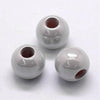 BD889 - 75 pcs Silver ABS Plastic Pearl Imitation Ball Spacer Beads - 12mm - Large Hole: 5mm - Fits European Cords and Paracord!