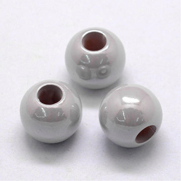 BD889 - 75 pcs Silver ABS Plastic Pearl Imitation Ball Spacer Beads - 12mm - Large Hole: 5mm - Fits European Cords and Paracord!